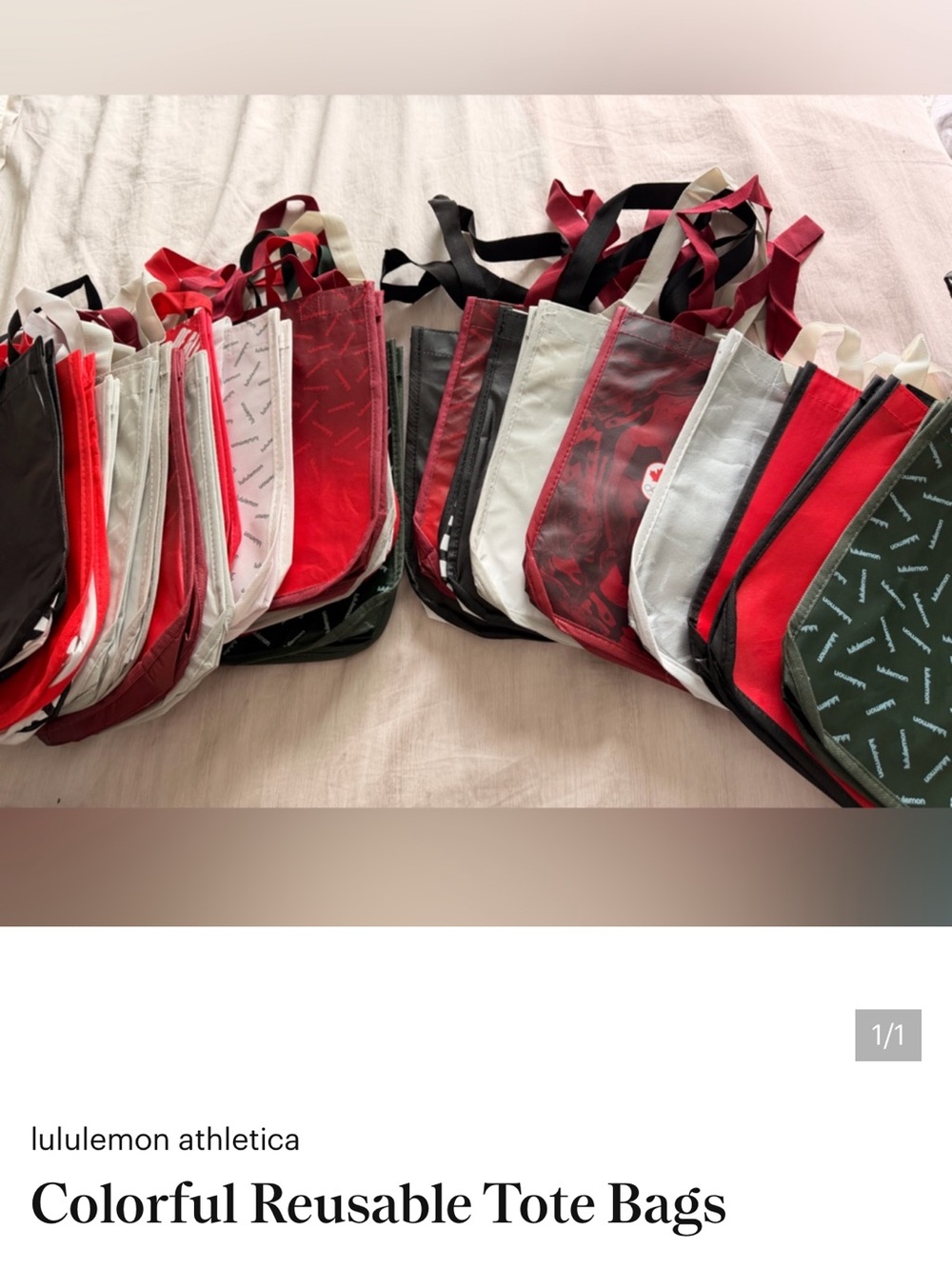 lululemon athletica Red, Black and White Assorted Reusable Tote Bags